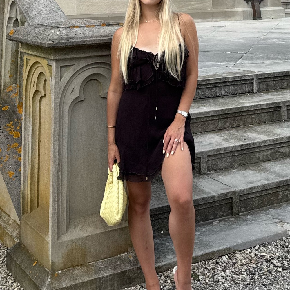 Brown Mango linen Slip Dress